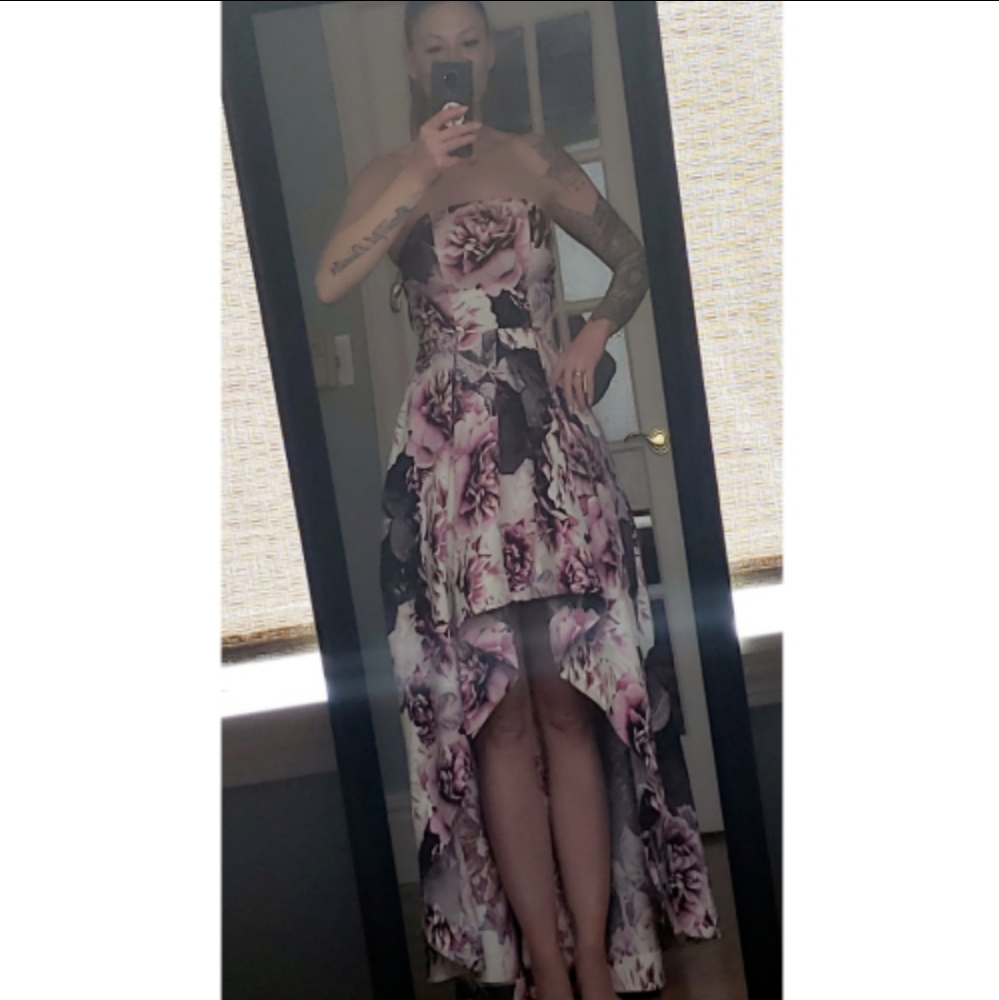 Strapless Floral Hi-Lo Dress NWT